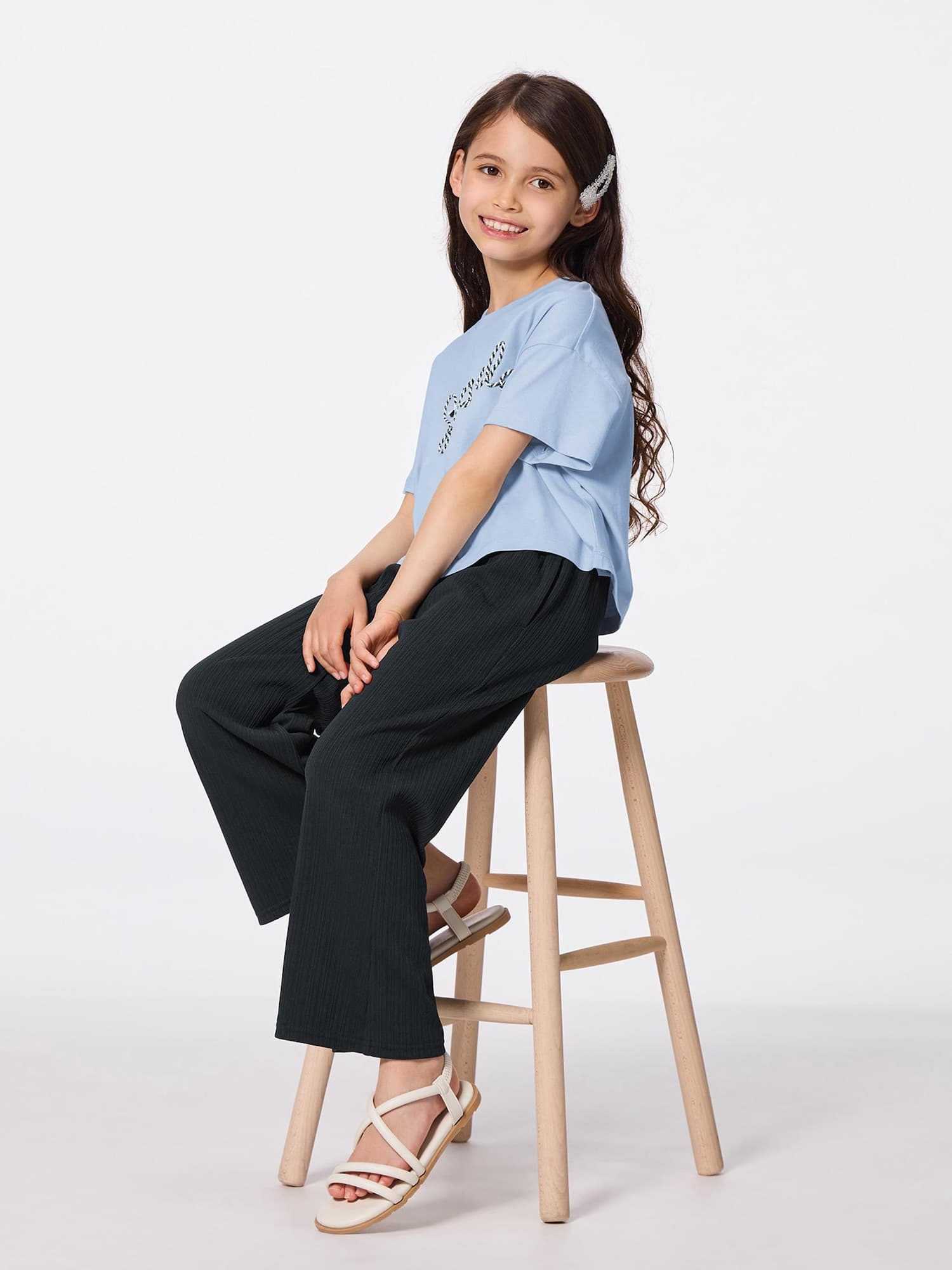 GIRLSリブプルオンワイドフレアパンツ(2025年度春商品)