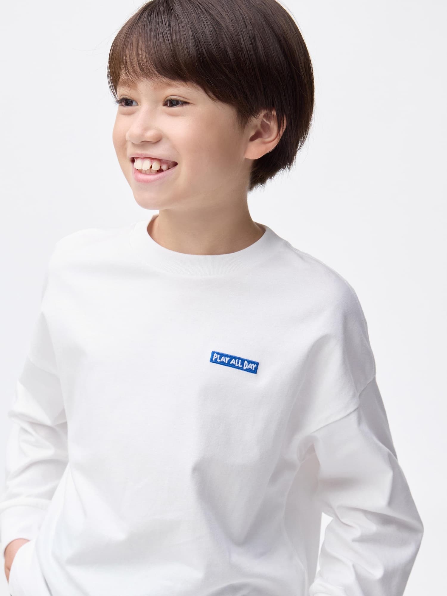 KIDS(男女兼用) コットンワンポイントT(長袖)