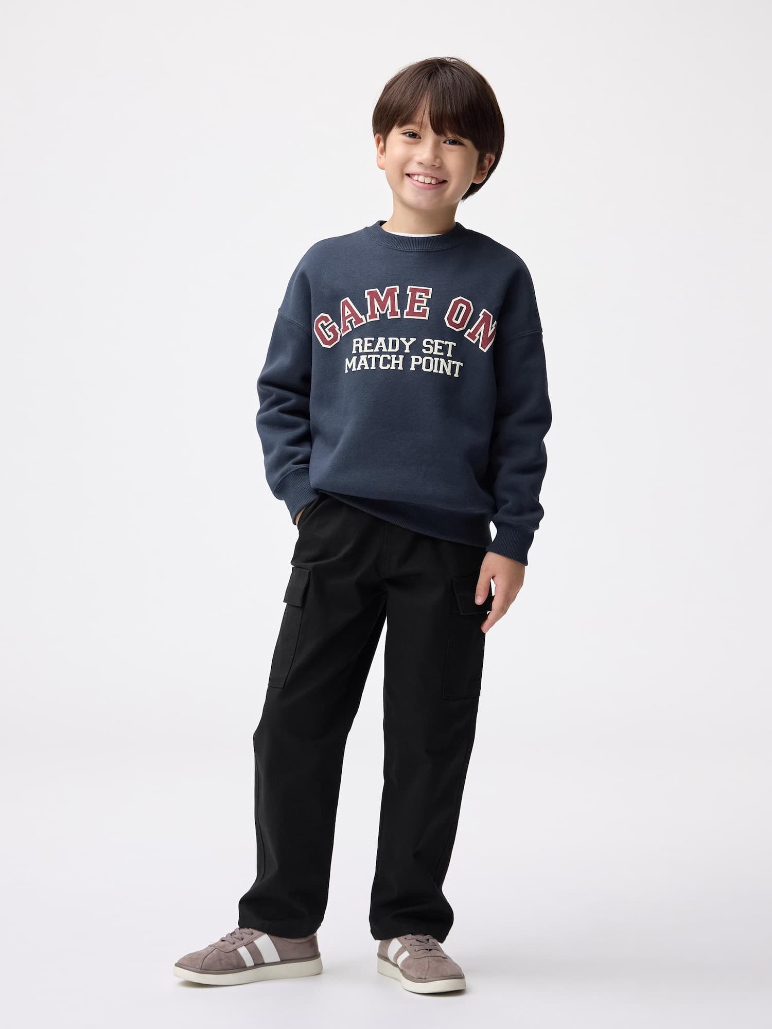 KIDS(男女兼用)ストレッチストレートカーゴパンツ(2025年度春秋商品)