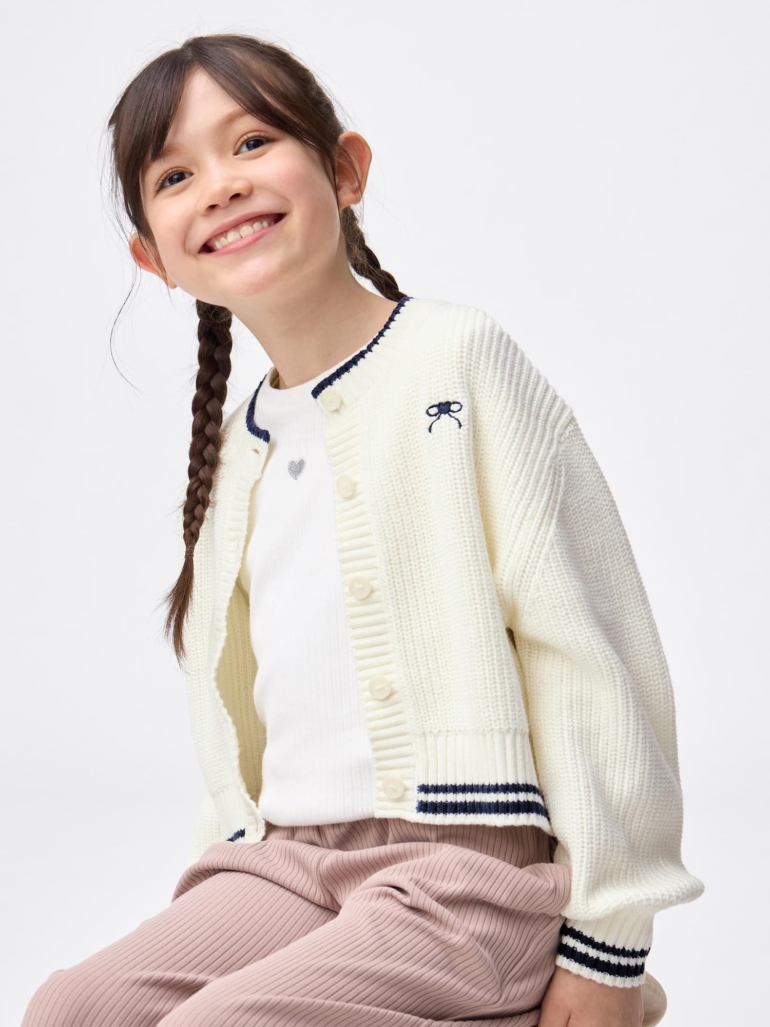 GIRLSウォッシャブルニットラインカーディガン